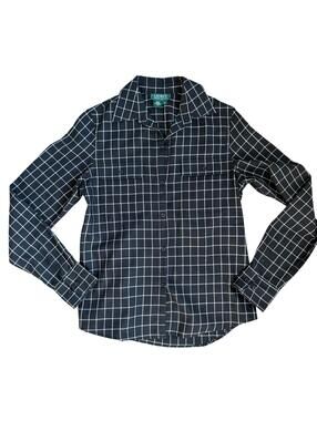 Lauren Ralph Lauren Black Windowpane Check Button-Up Shirt Size S